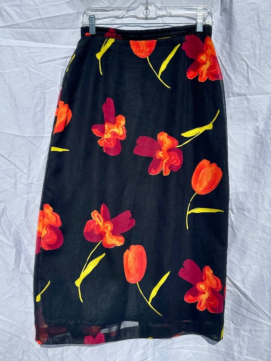 Dresses & Skirts - Abstract Floral 90s Midi Skirt